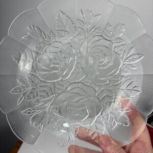 SET OF 2 “PASARI LIVIA” Indonesia‎ Frosted Rose Glass Plates 8 1/2' Salad